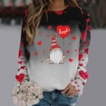 thumbnail image 2 of Tiweut Womens Valentines Day Shirt Gnome Print Long Sleeve Sweatshirt Crewneck Casual Holiday Fashion Graphic Tees Outfits,A-Grey,M, 2 of 4