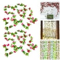 thumbnail image 2 of 7.2FT Flower Garland Fake Rose Vine Artificial Hanging Rose Ivy Hanging Floral Garlands Wedding Arch Garden Background Decor Fake Flower Garland Artificial Rose Blossom Vine, 2Pcs(Pink,86.6x2"), 2 of 9