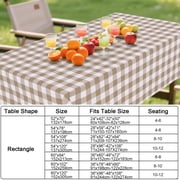 Greenpod 6PCS Rectangle Table Cloth, Waterproof Vinyl Tablecloths , Wipeable Buffalo Plaid Table Cover for Dining, Indoor and Outdoor (Khaki & White, 54x108)