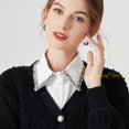 thumbnail image 2 of LoudSung False Collar Detachable Half Shirt Blouse Fake Collar Lacing Denim Dickey Collar Elegant Design for Women Girls, 2 of 7