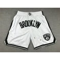 thumbnail image 1 of Nets Retro Embroidered Zipper Pocket Shorts Basketball Embroidered Shorts, 1 of 2