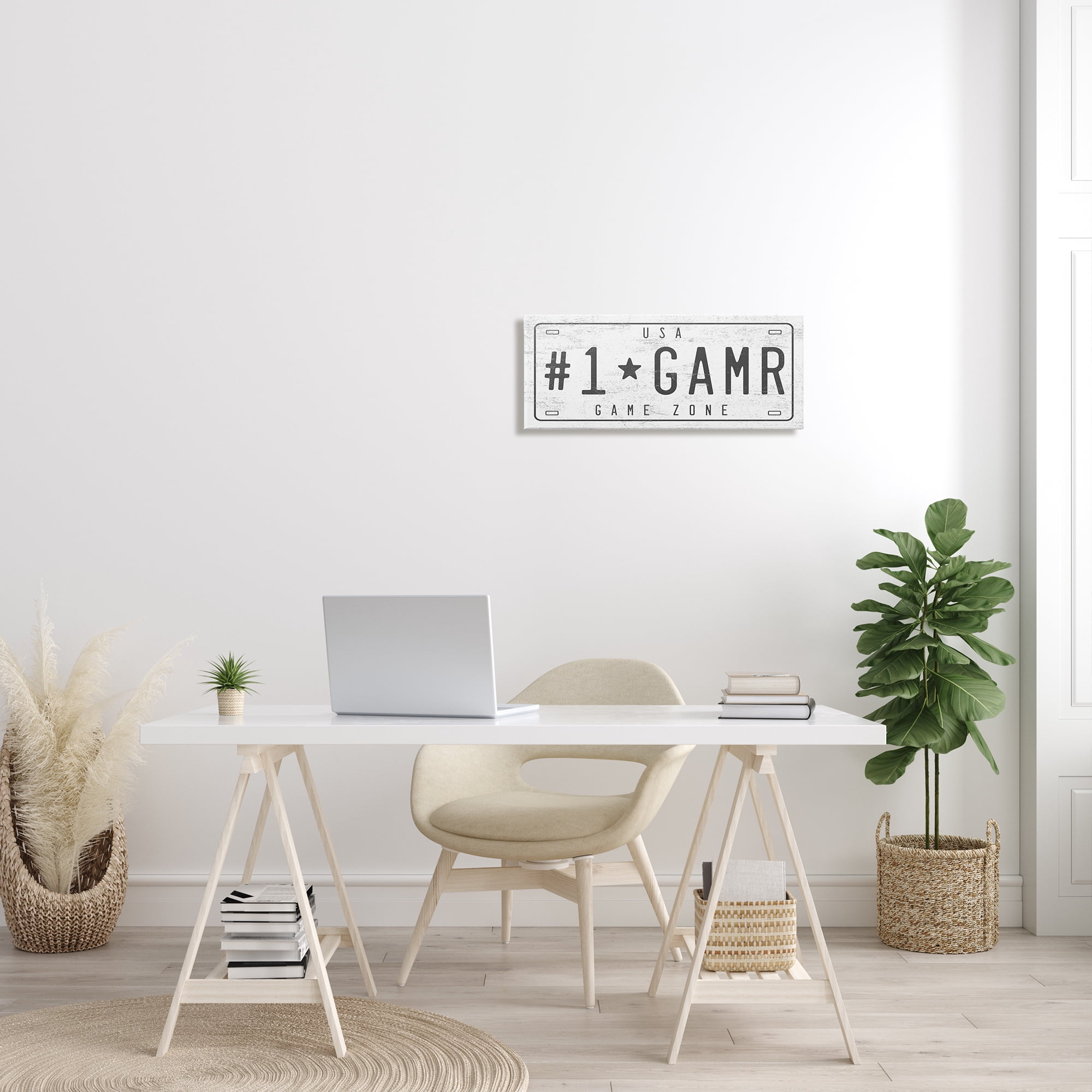 Stupell Industries Number One Gamer Vintage Car License Plate Graphic Art Gallery-Wrapped Canvas Print Wall Art, 10x24, by Daphne Polselli