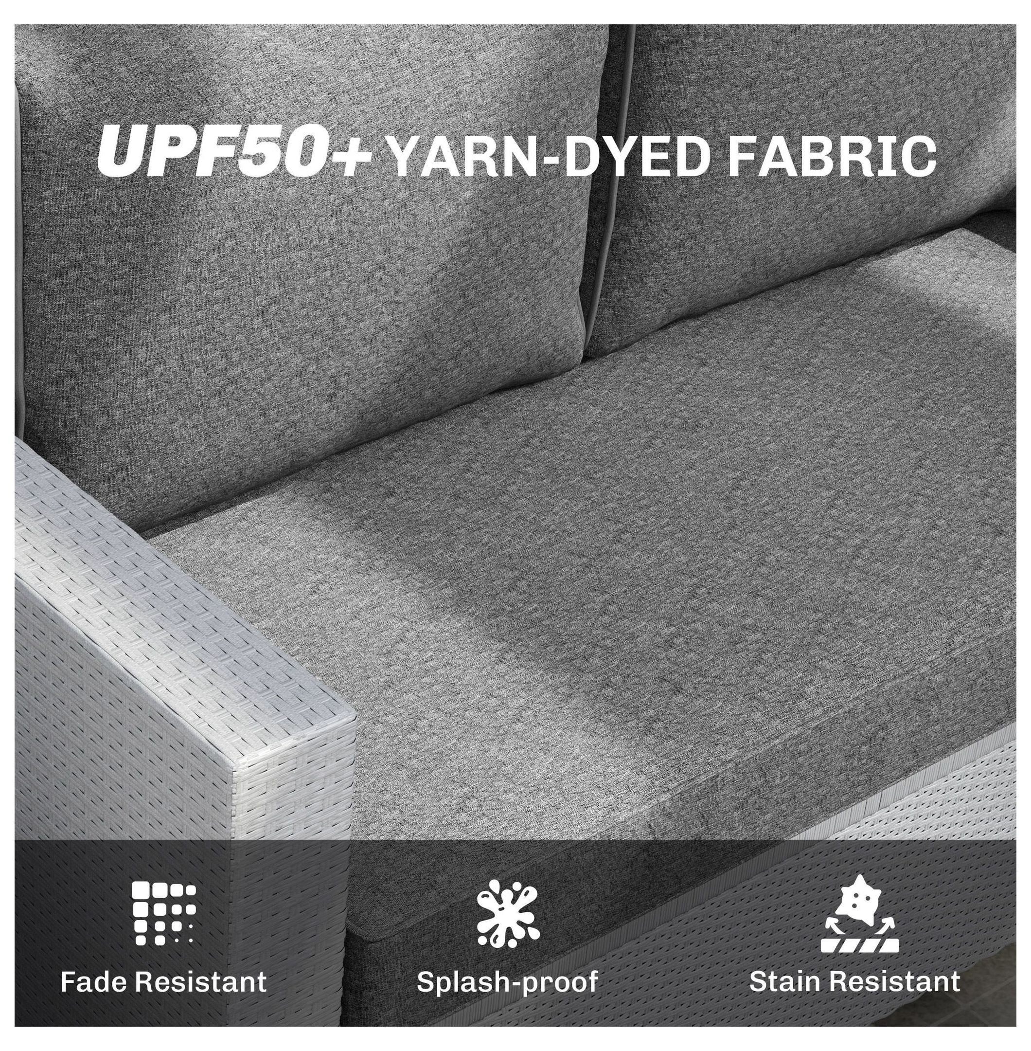 2 Seater Patio Furniture Cushions, Thick Outdoor Loveseat Cushions - Fade Resistant Replacement Cushions for Wicker Furniture, Gray