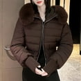thumbnail image 2 of Miluxas Women Casual Fleece Hooded Coat Women's Autumn Winter Long Sleeve Loose Cotton-Padded Jacket Female Jacket Coffee XL(XL), 2 of 9