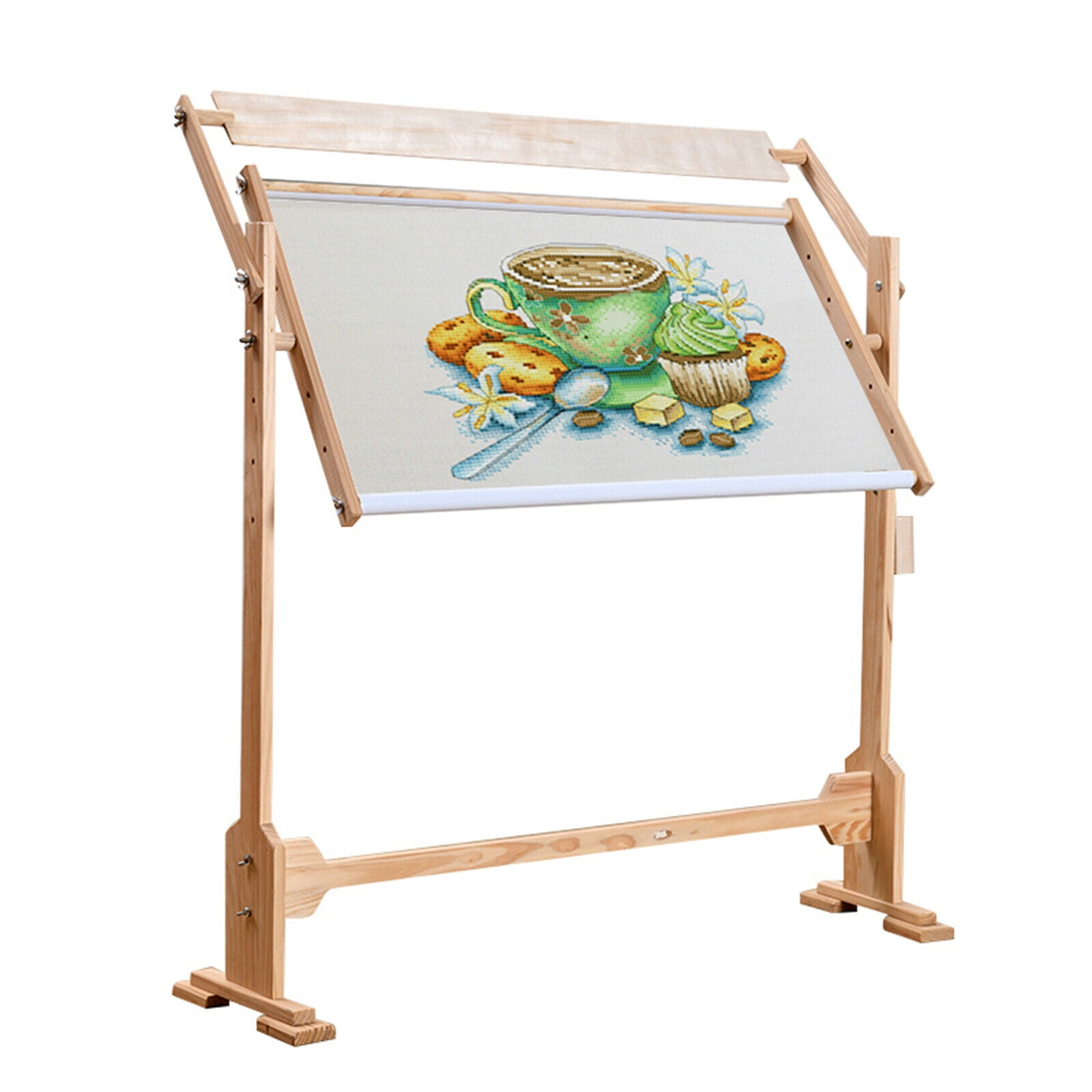 Adjustable Wooden Embroidery Frame Stand Cross Stitch Floor Stand,Needlework Lap Frame, Baifeng Cross Stitch Frame Stand