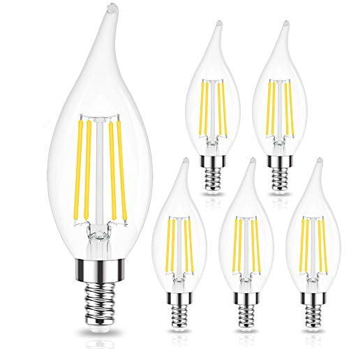 E12 Candelabra Led Bulbs 4000k Natural Light Dimmable Chandelier Flame Tip 60 Watt Equivalent 600lm Honesorn 6w Vintage C35 Ceiling Fan Type B Candle Bulb Pack Of 6 Com E12 Candelabra Led Bulbs 4000k Natural, Chandelier Bulb Stopped Working