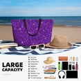 thumbnail image 5 of Balery Purple Glitter Beach Travel Bag - Water-Resistant, Large Capacity Lightweight Tote with 7 Pockets for Women and Men - Perfect for Beach, Pool, Gym, and Travel, 5 of 7