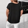 thumbnail image 3 of MORTTIC Women's Plus Size V-Neck Short Sleeve Casual T-Shirt with Criss Cross Strap Detail for Summer Black，0XL, 3 of 4