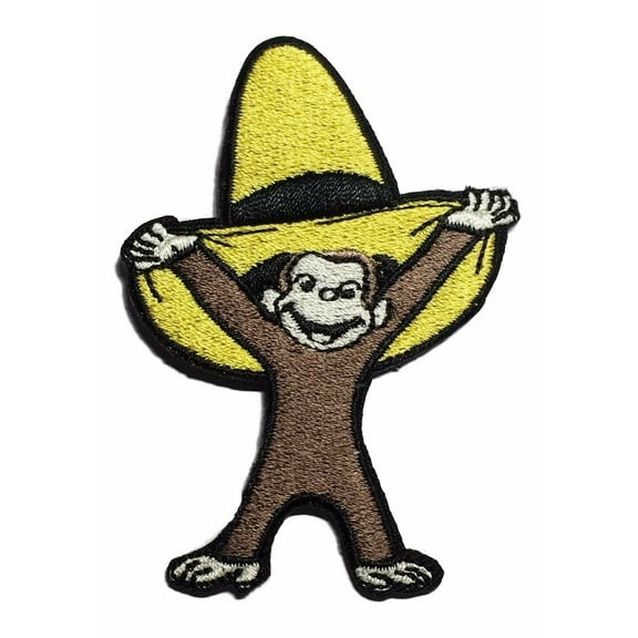Curious George with Yellow Hat 3" Tall Iron-On Patch