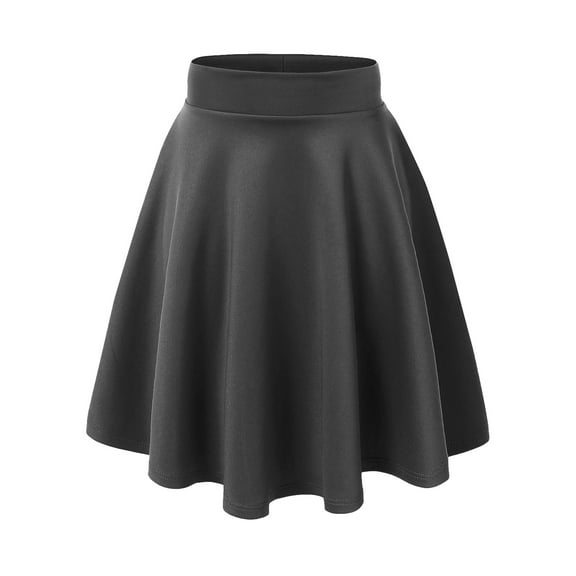 Made by Johnny Women's Basic Versatile Stretchy Flared Casual Midi Skater Skirt XXXL CHARCOAL