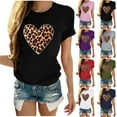 thumbnail image 6 of Valentine's Day T Shirt Women Sexy Leopard Heart Print Tees Cute Holiday Short Sleeve Crewneck Tops, 6 of 6