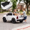 thumbnail image 4 of 24V Licensed RAM 2500 Rebel Kids Ride On Truck, 2 Seater Ride On Car with Remote Control, Electric Car for Kids with Bed Storage, Safety Belt & Music - White, 4 of 6