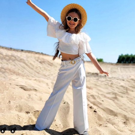 

Toddler Girls Outfit Sets Autumn Winter Long Ruffle Sleeve Shirts Lace T Shirt With Long Pants 2Pcs Holiday Wear