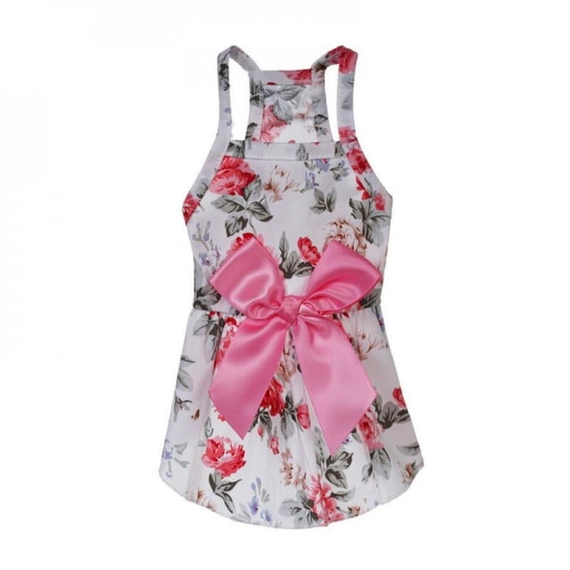 Été Floral Noeud Noeud Chien Robe Chihuahua Pug Princesse Robe Mariage Animal Habiller Jupe Tenues