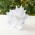thumbnail image 2 of Poinsettia Artificial Flowers Christmas Tree Ornaments, Velvet Glitter Magnolia Flowers for Xmas New Year Party, Holiday DIY Decorations for Wedding Home, 2 of 4