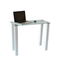RTA Home & Office CT-015W Gloss White Utility Desk or Utility Stand with Frosted Tempered Glass