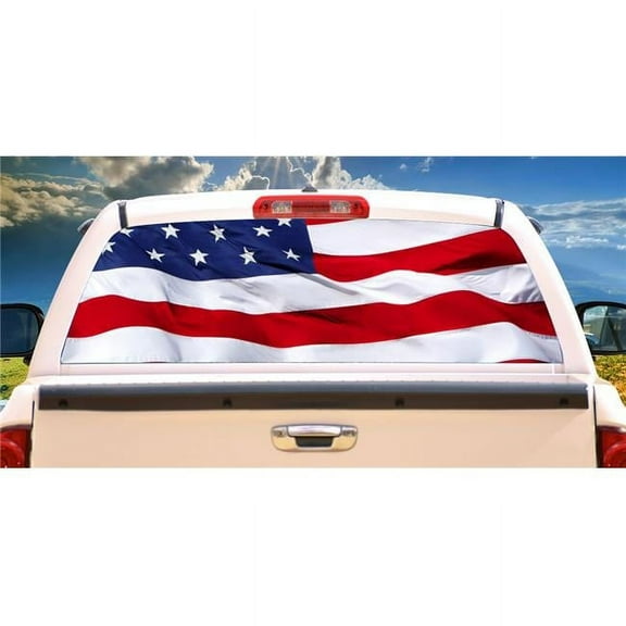 American Flag Rear Window Graphic Truck View Thru Vinyl Back Decal