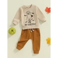 thumbnail image 5 of Aojekbee Baby Boy Girl Halloween Outfit, Ghost Letter Print Long Sleeve Sweatshirt Elastic Waist Pants 2 Piece Set for Fall, 5 of 10