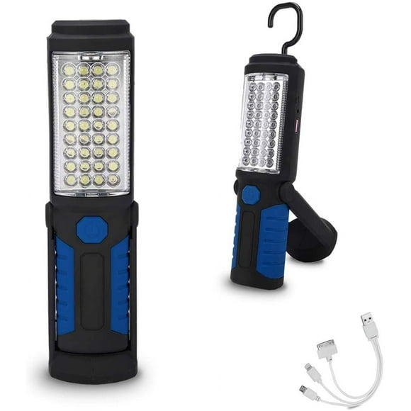 Lampe de Travail LED Rechargeable Portable Multi-Usage, Lampe de Poche Magnétique LED & Crochet Suspendu, Étanche, pour Réparation de Voiture, Occultation, Ménage et Urgence