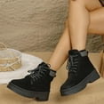 thumbnail image 4 of Wensltd Ankle Snow Boots for Women Wide Width Winter Warm Lined Comfortable Lace Up Flat Booties Shoes, 4 of 9