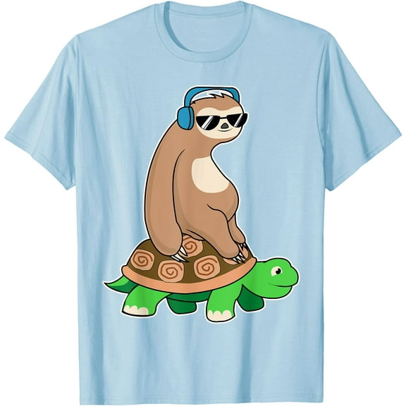 Sloth Riding Turtle Lazy Animals Gift Chill Unisex T-Shirt for Men Women Kids Toddler