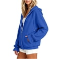 thumbnail image 6 of Brqkzdu Zip Up Hoodies for Women Long Sleeve Comfy Hooded Sweatshirt Fall Loose Fitting Oversized Sweatshirt with Pockets, 6 of 7