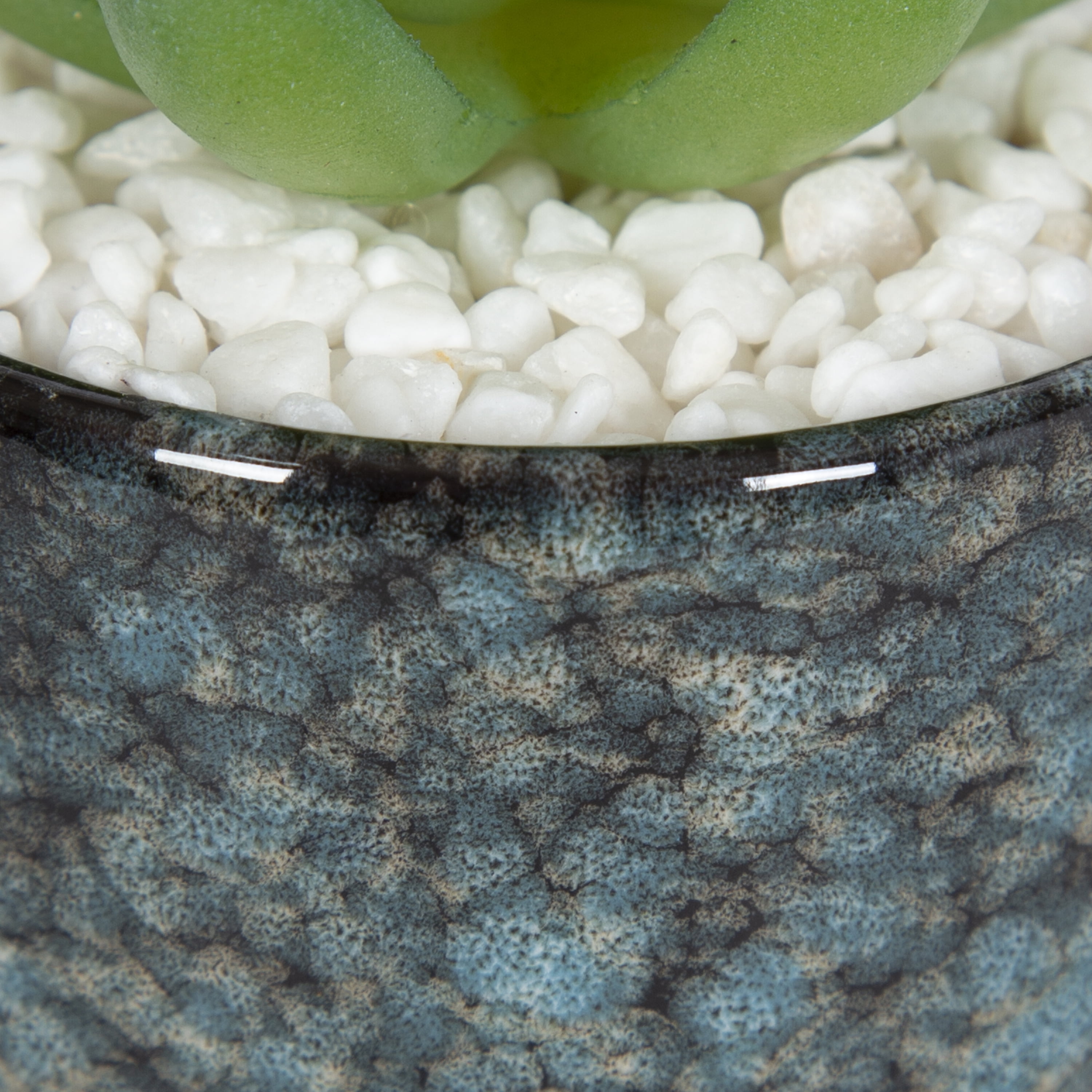 (4 pack) Mainstays 3.9" Artificial Crassula Ovata Succulent Plant in Teal Ceramic Pot