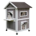 thumbnail image 1 of Casa para gatos HiCaptain para exteriores de 2 pisos, resistente a la intemperie, gris, 1 of 9