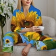thumbnail image 6 of Haiem Blue Sky Sunflower Pattern Women’s Long-sleeve Sleepwear,Sleepwear Set,2-piece Loungewear Set,Soft PJs Comfy Nightwear with Pockets-Large, 6 of 7