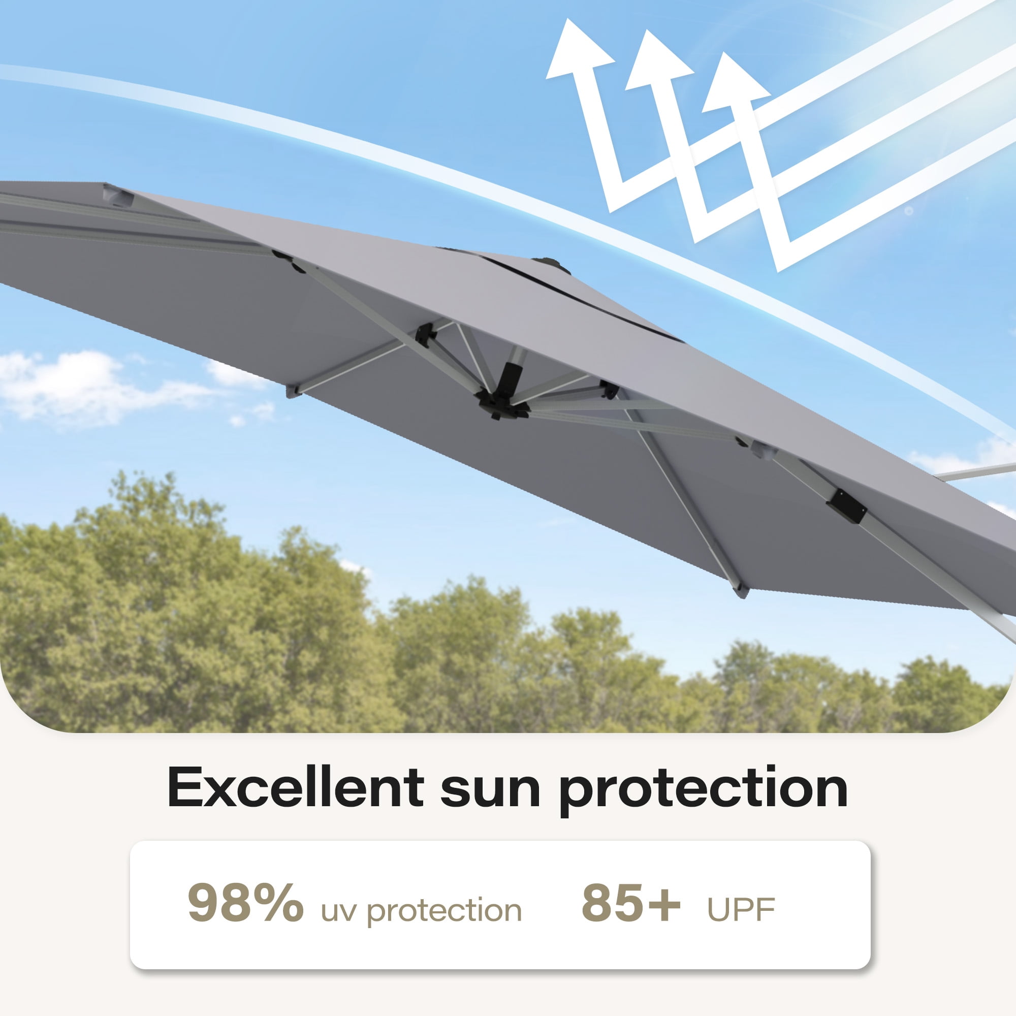 LAUSAINT HOME Outdoor Patio 11 FT Large Cantilever Umbrella, Windproof Offset with 360-degree Rotation for Backyard, Pool, Lawn, Deck, Gray
