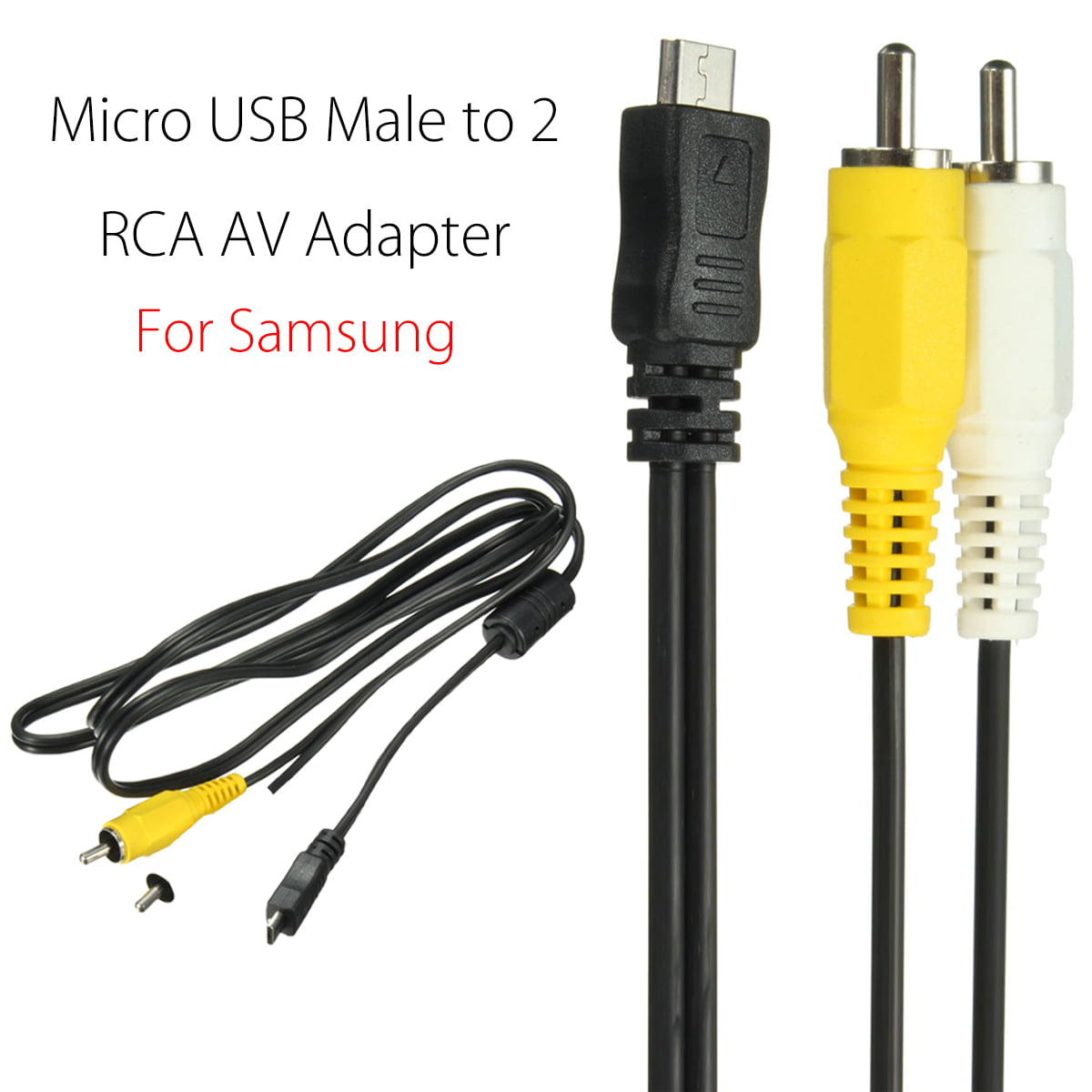 Micro Usb Male To 2 Rca Av Adapter Audio Video Cable For Samsung Mobile Phone Walmart Com Walmart Com