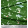 thumbnail image 3 of Soimoi Green polyester Crepe Fabric Palm Tree & Sunset Beach Print Fabric by Yard 42 Inch Wide, 3 of 3