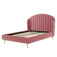 thumbnail image 3 of Platform Bed Frame, Queen Size, Velvet, Pink, Modern Contemporary Urban Design, Bedroom Master Guest Suite, 3 of 10