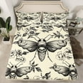 thumbnail image 2 of Manfei Death Moth Queen Sheet Sets, Gothic Animal Flat Sheet, Vintage Flower Queen Fitted Sheet, Microfiber Bedroom Decor 4pcs, 2 of 7