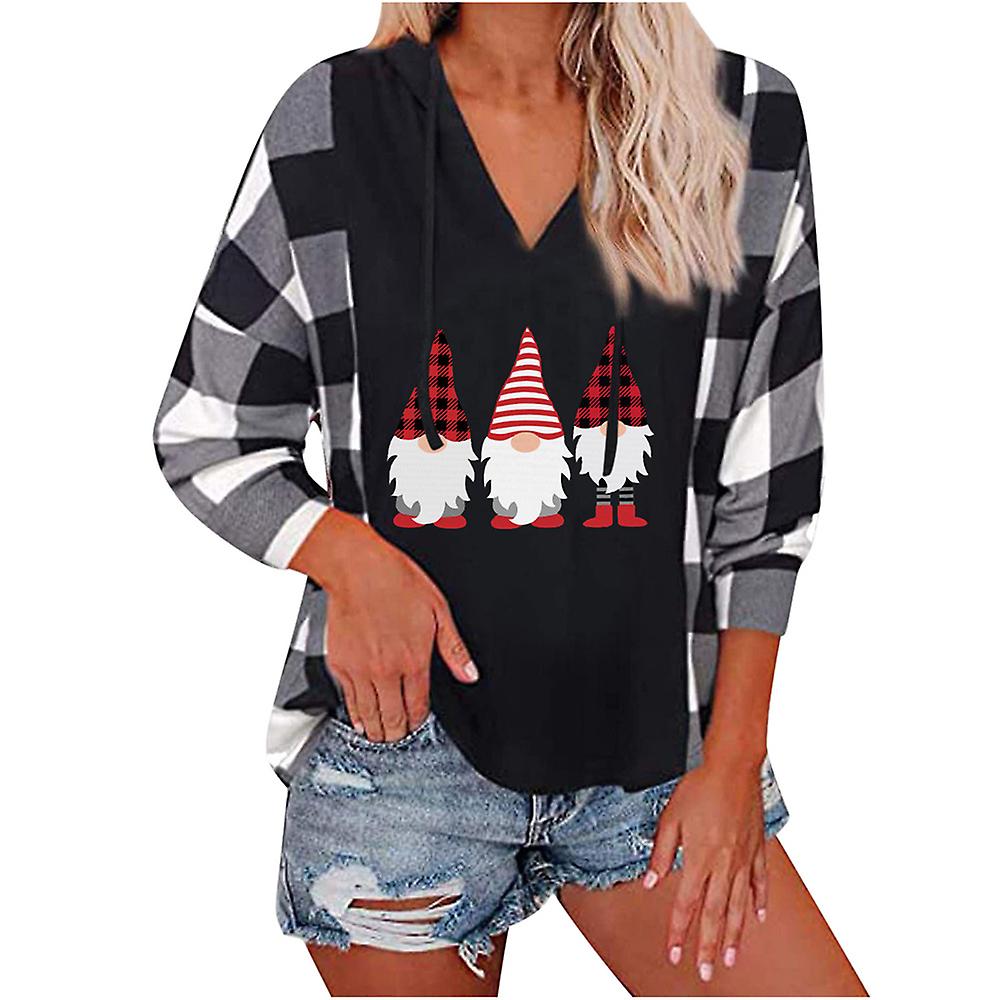 Christmas Thin Plaid Hoodie Women Xmas 