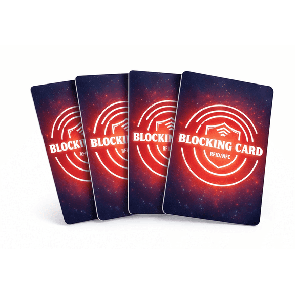 4 RFID & NFC Blocking Cards – Contactless Wallet, Credit Card & Passport Protection – One Card Shields Entire Wallet