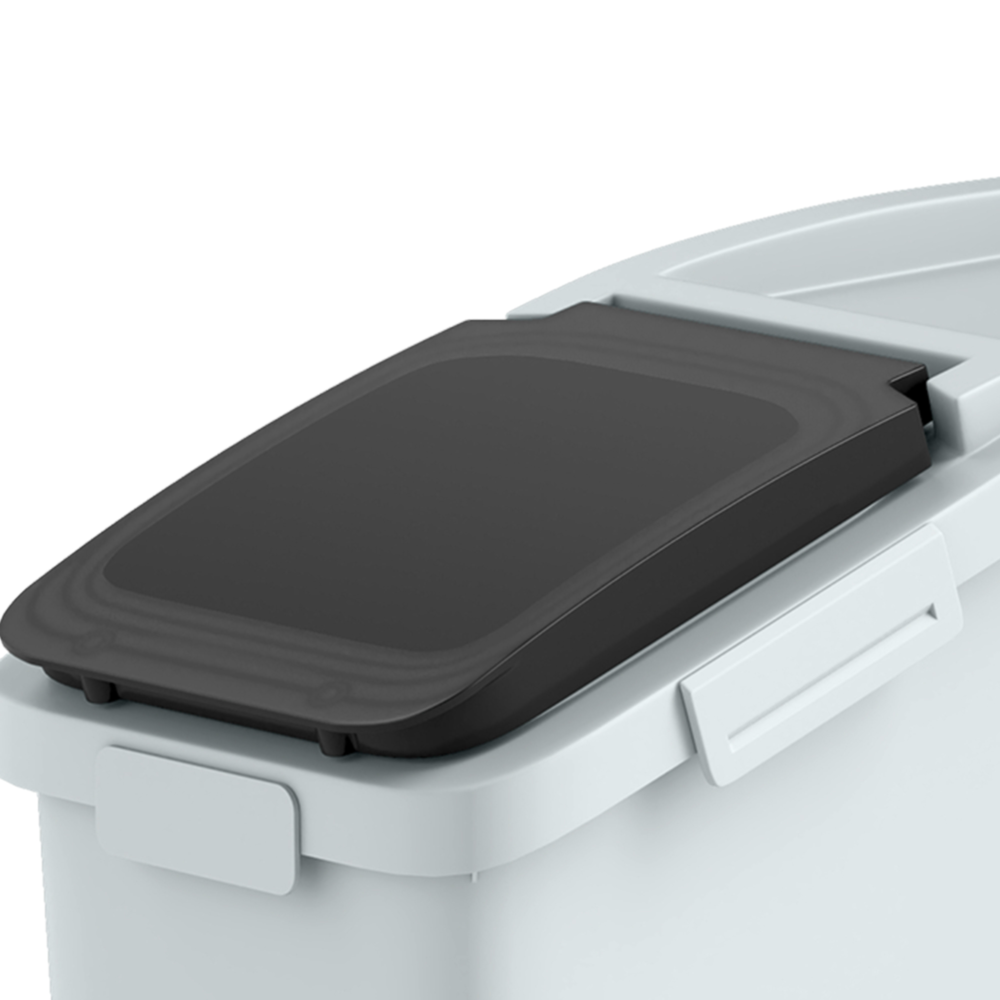 Uforic Ingredient Storage Bin, Large Commercial Rice Container with 11.4 Gallon Capacity, Bulk Flour Bin with Wheels, Scoop, Lid, and Scale for Kitchen, Grey