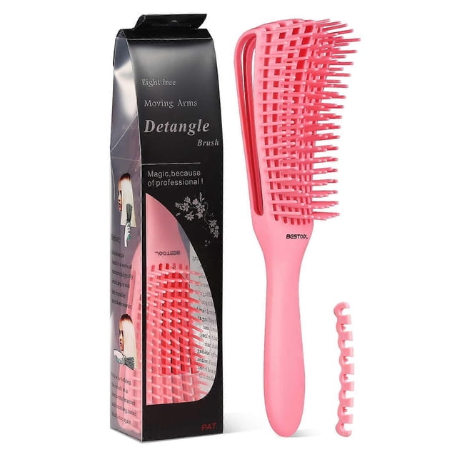 Cepillo desenredante para cabello rizado, cepillo desenredante rápido para cabello húmedo o seco para cabello natural 3abc 4abc Rosa