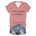 thumbnail image 4 of Bibifish Womens Tshirts Letter Print Soft Cozy Oversized Fit V Neck Short-Sleeve Summer Daily Casual Commute Trendy Tees, 4 of 4