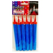 Glittered Party Sparkling Birthday Candles, Blue, 6 Count