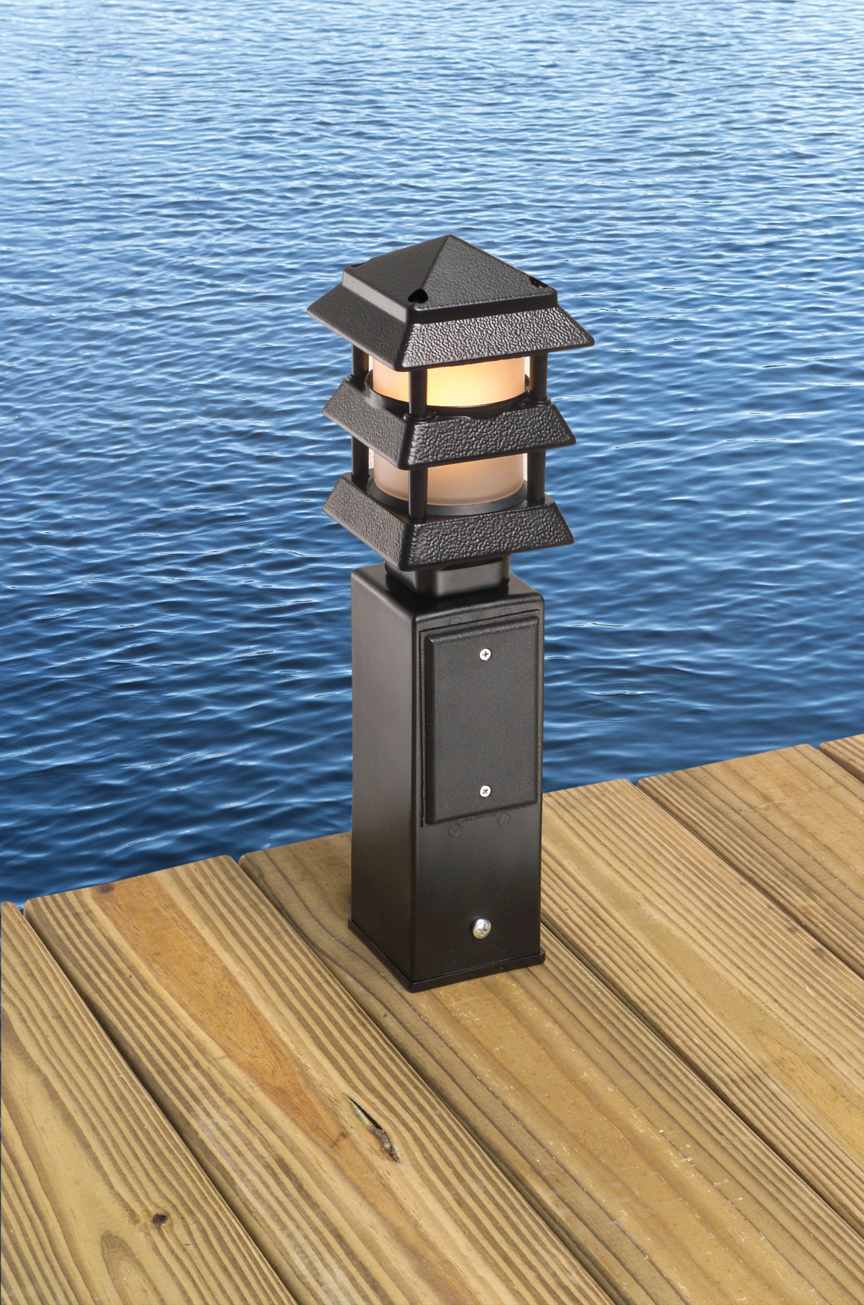 arlington industries gpd9b gard-n-post outdoor deck-mount light post for outlets/lamps, 9-inch, black