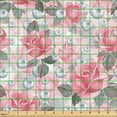thumbnail image 2 of Ambesonne Delicate Floral Fabric by the Yard Upholstery, Dreamy Boho Roses, 5 Yards, Dark Coral Laurel Green, 2 of 5