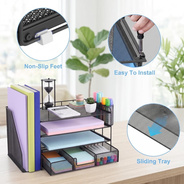 Torio 4-Tier Desk Organizer with File Holder and Pen Holders photo 3