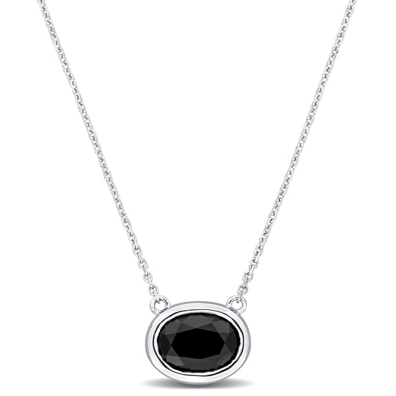 Everly Women's Black Diamond 14k White Gold Solitaire Necklace