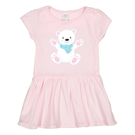 

Inktastic Polar Bear White Bear Cute Bear Bear with Scarf Gift Toddler Girl Dress