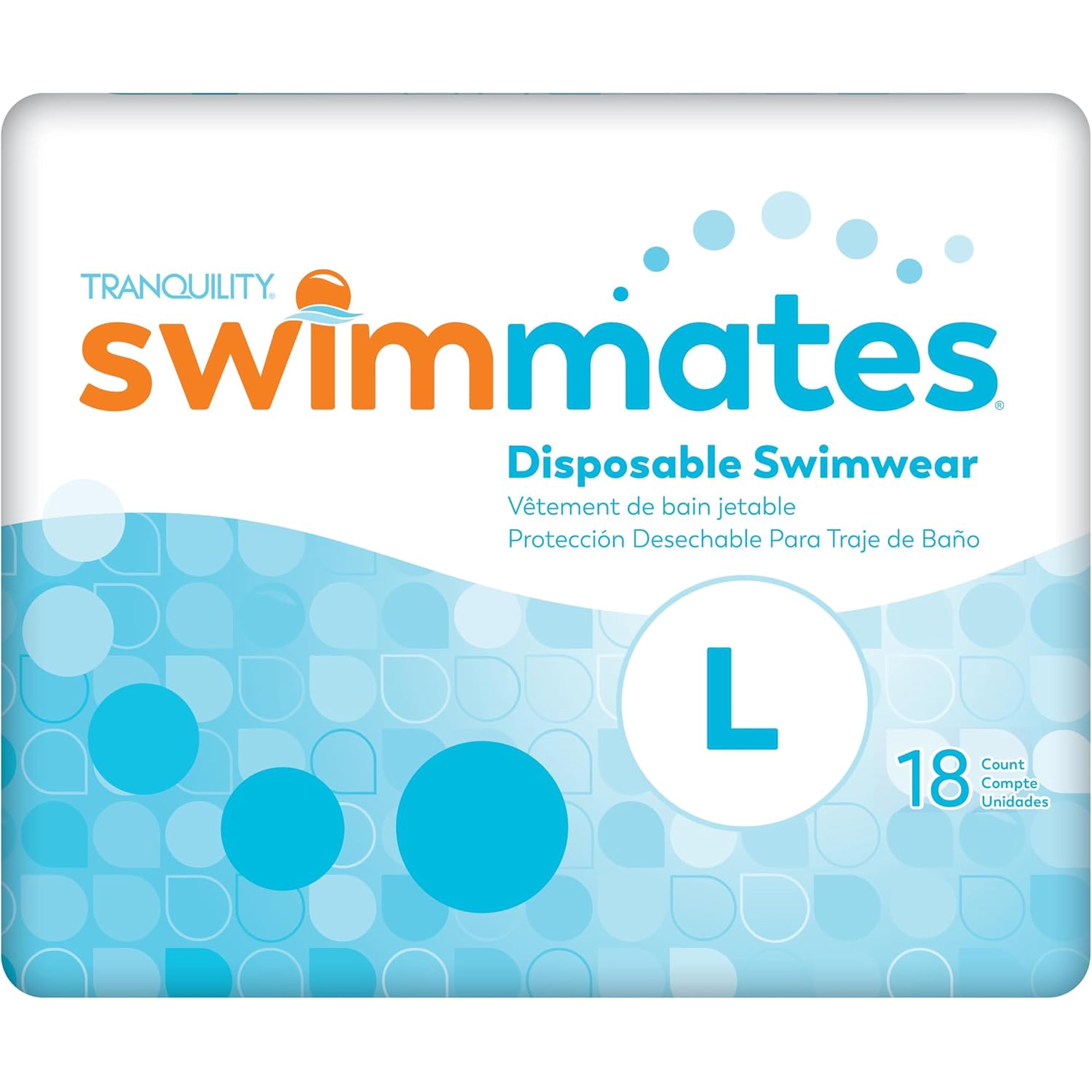 Swimmates Disposable Incontinence Swim Underwear, Unisex, Large, 18 Count