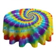 thumbnail image 4 of Colorful Rainbow Tie Dye Spiral Pattern Round Tablecloth 60"x60",Wrinkle Wipeable Table Cloth for Kitchen Dining Room Picnic Patio Party, 4 of 6