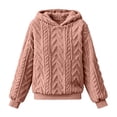 thumbnail image 3 of Pounoo Womens Long Sleeve Tops Thick Cozy Plush Knit Relax Fit Oversized Pullover Sweatshirt Multi Tone Outdoor Cold Weather Hoodies, 3 of 7