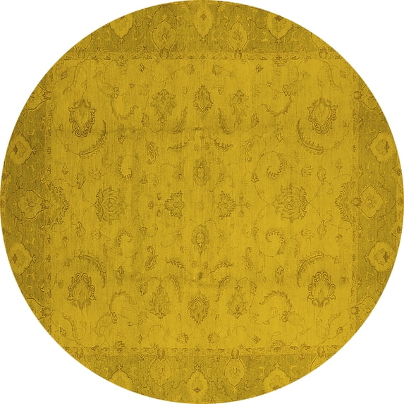 Ahgly Company Indoor Round Oriental Yellow Industrial Area Rugs, 6' Round