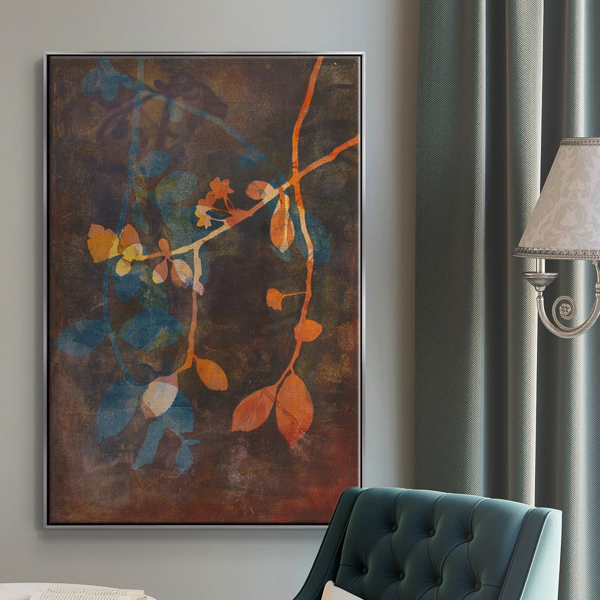 Branching Out V Framed Premium Gallery Wrapped Canvas - Ready to Hang - 27 x 41 - Silver Floating Frame